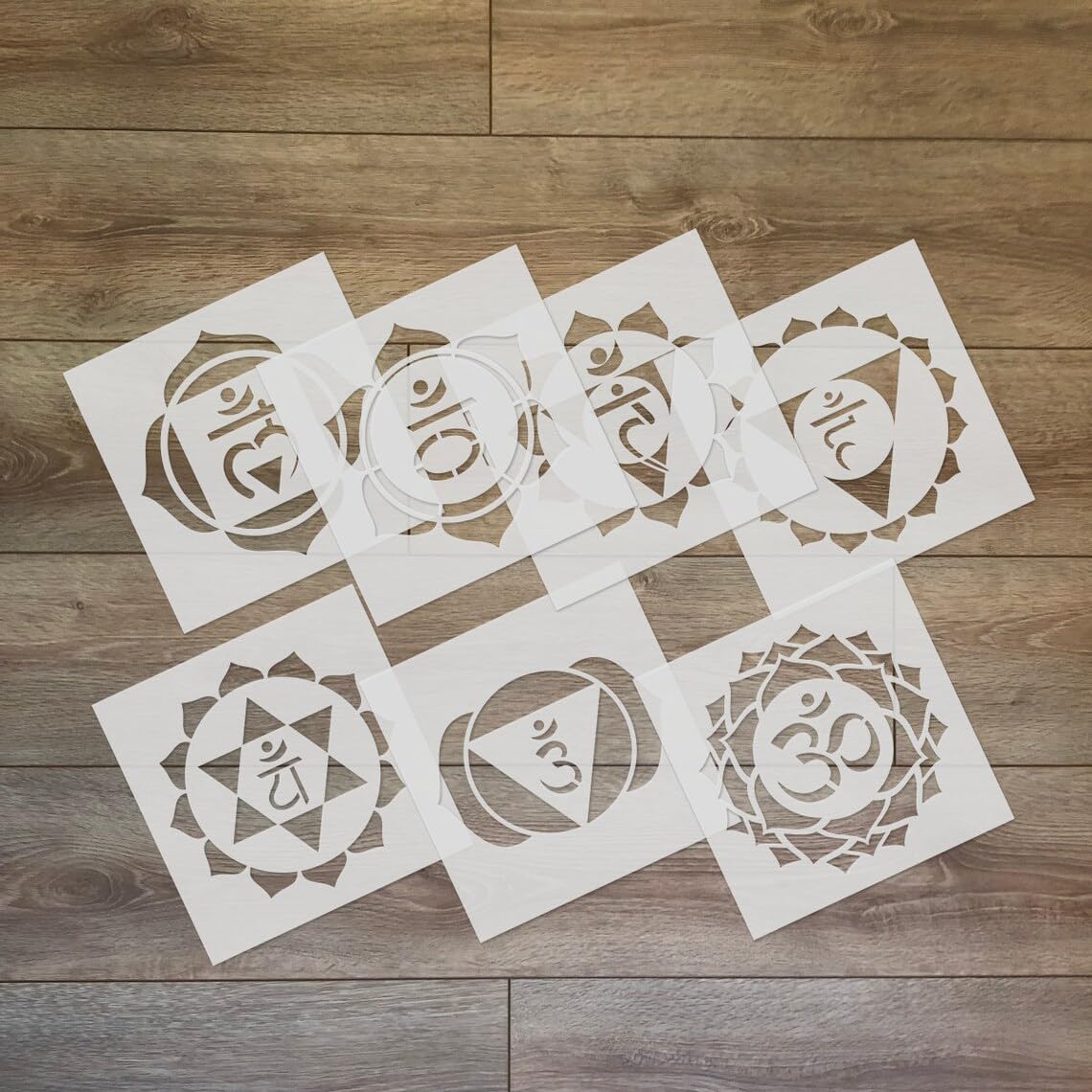 7 Pcs Seven Chakra Stencil – 8x8 Inch Reusable Sacred Geometry for Yoga Meditation Mindfulness